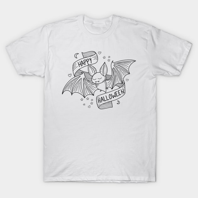 Cute Halloween Bat T-Shirt by valentinahramov